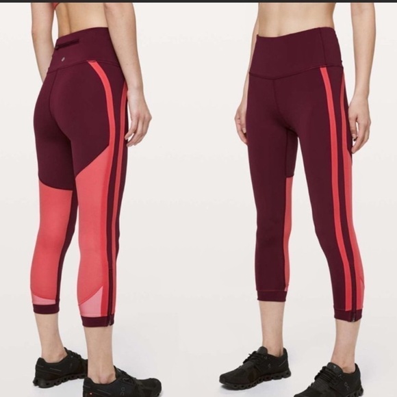 lululemon athletica Pants - Lululemon Zip The Line Cropped Leggings High Rise Reflecive